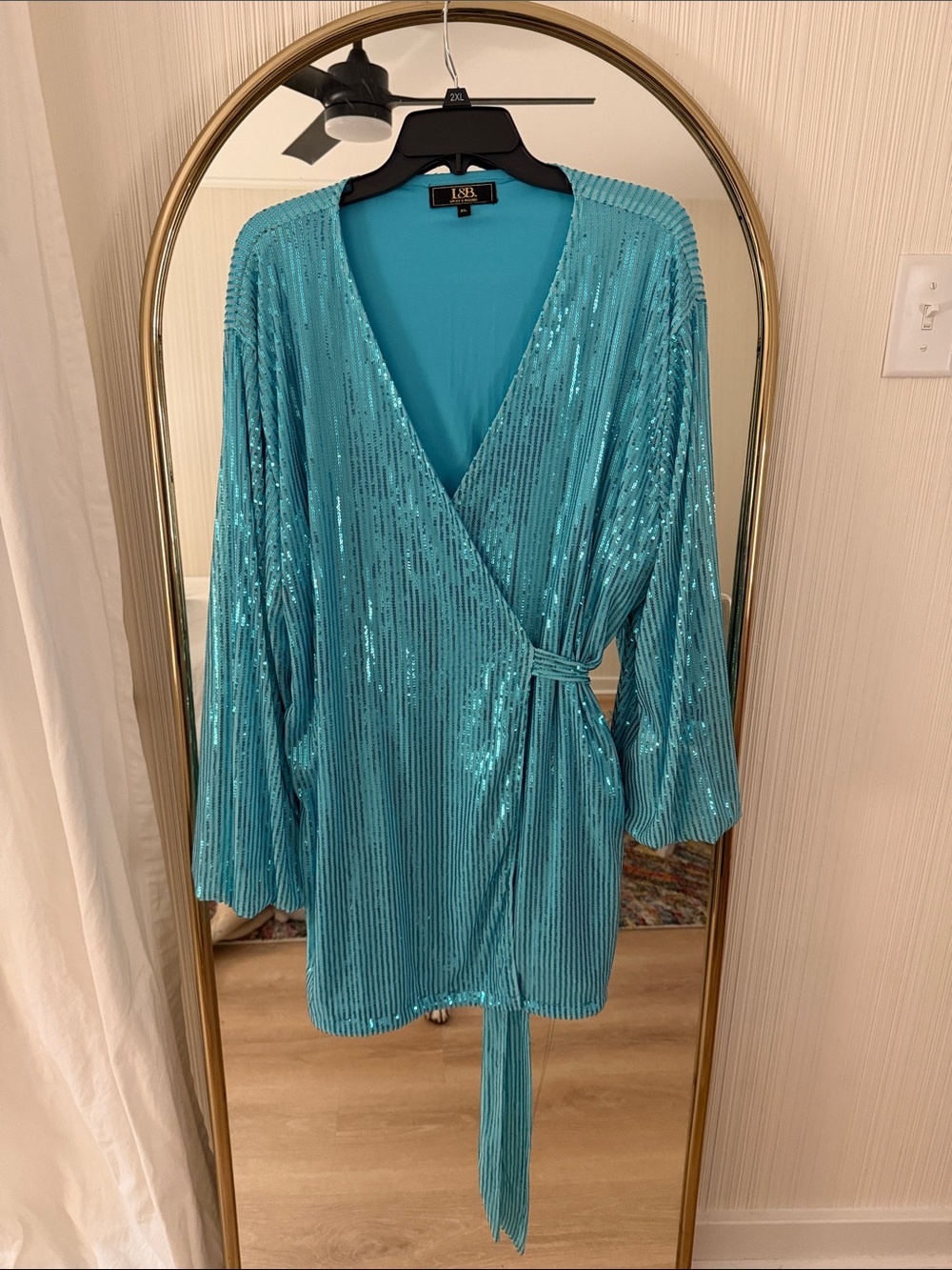 L&B Turquoise Sequin Wrap Robe